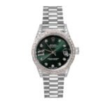 Rolex Datejust Diamond Bezel Oyster White Gold Green 31Mm