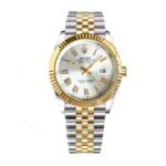 Rolex Datejust Roman Numeral Dial Oystersteel And Gold In White 41Mm