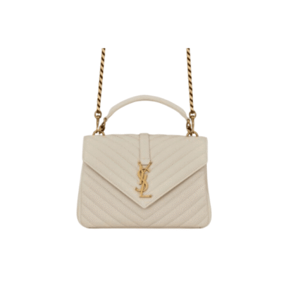 Saint Laurent College Medium Chain Bag In Quilted Leather White 24Cm 600279Brm079207