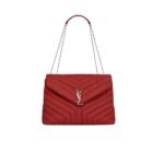 Saint Laurent Loulou Small Chain Bag In Quilted “Y” Leather Wine Red