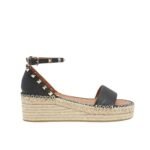 Valentino Garavani Rockstud Calfskin Flatform Espadrille Sandals