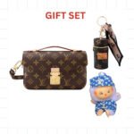 Gift Set: Louis Vuitton Pochette Métis East West Brown With Mini Keychain And Labubu Accessories