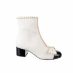 Chanel Ribbon Chain Boots White