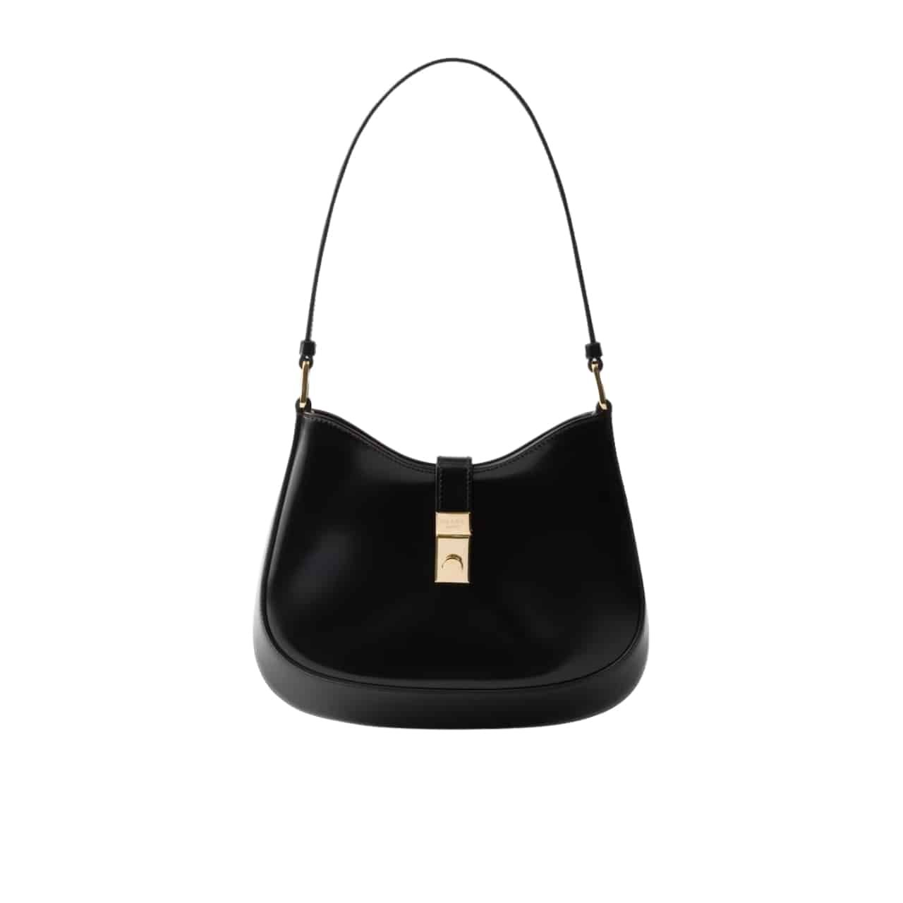 Thumbnail-1-3-11 Prada Cleo Brushed Leather Shoulder Bag With Clasp Closure Black 26Cm 1Bc169 Zo6 F0632 V Meo - Image 1