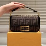 Fendi Baguette Mini Brown Ff Jacquard Fabric Bag 20Cm 8Bs017A6V5F17U4 - Image 2