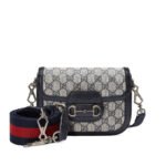 Gucci Horsebit 1955 Small Shoulder Bag GG Supreme Canvas Navy Blue 20cm 658574 96IWN 4076