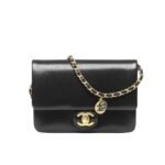 Chanel Mini Flap Bag Grained Shiny And Gold Tone Metal Black 23Cm As5218 B18321 94305