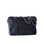 Chanel Bowling Handbag Blue Denim Jeans 32Cm