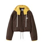 Miumiu Technical Ponge Down Hoodie Jacket Coffee Ml1315 1720 F045I S Ooo