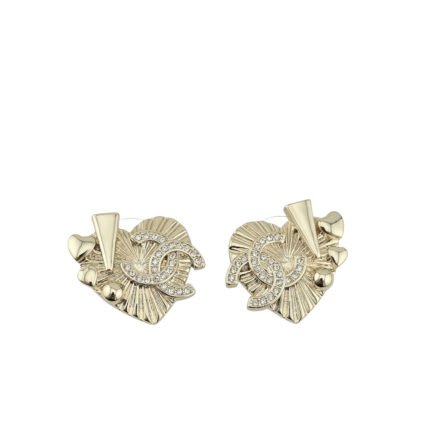 Chanel Cc Crystal Heart Earrings Gold Abg358 B21895 U3549
