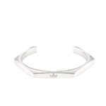 Gucci Trademark Sterling Silver Geometric Cuff Bracelet