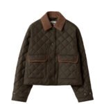 Miu Miu Quilted Technical Ponge Blouson Jacket Dark Brown Ml1310 17Oo F0161 S Ooo