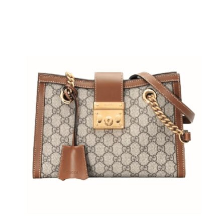 Gucci Padlock Small Shoulder Bag Brown Gg Supreme 25Cm 498156 Khnkg 8534