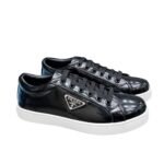 Prada Downtown Brushed Leather Sneaker In Black 1E904M B4L F0967 F 030
