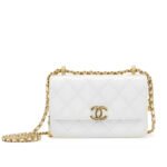 Chanel Mini Single Flap Bag Gold Hardware White 19Cm As2615 B05973 10601