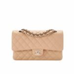 Chanel Cc Timeless Lined Flap Caviar Bag Dark Beige 26Cm