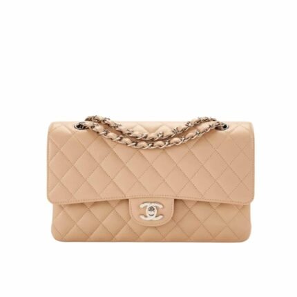 Chanel Cc Timeless Lined Flap Caviar Bag Dark Beige 26Cm