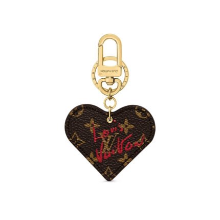 Louis Vuitton Monogram Fall In Love Heart Key Holder Bag Charm Brown M00462