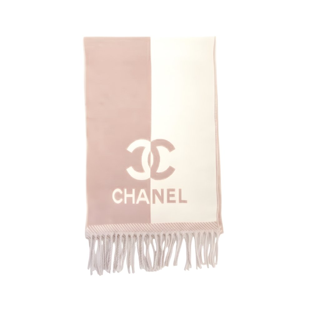 Thumbnail-14-2-1 Chanel 24A Half Color Wool Scarf Pink 180Cm - Image 1