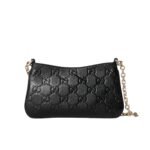 Gucci Gg Emblem Super Mini Bag Black Gg Grainy Leather 23Cm 815278 Aaeem 1000