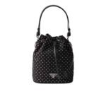 Prada Re Nylon Mini Bag With Studs Black 22Cm 1Be067 2Hgv F0002 V Oom
