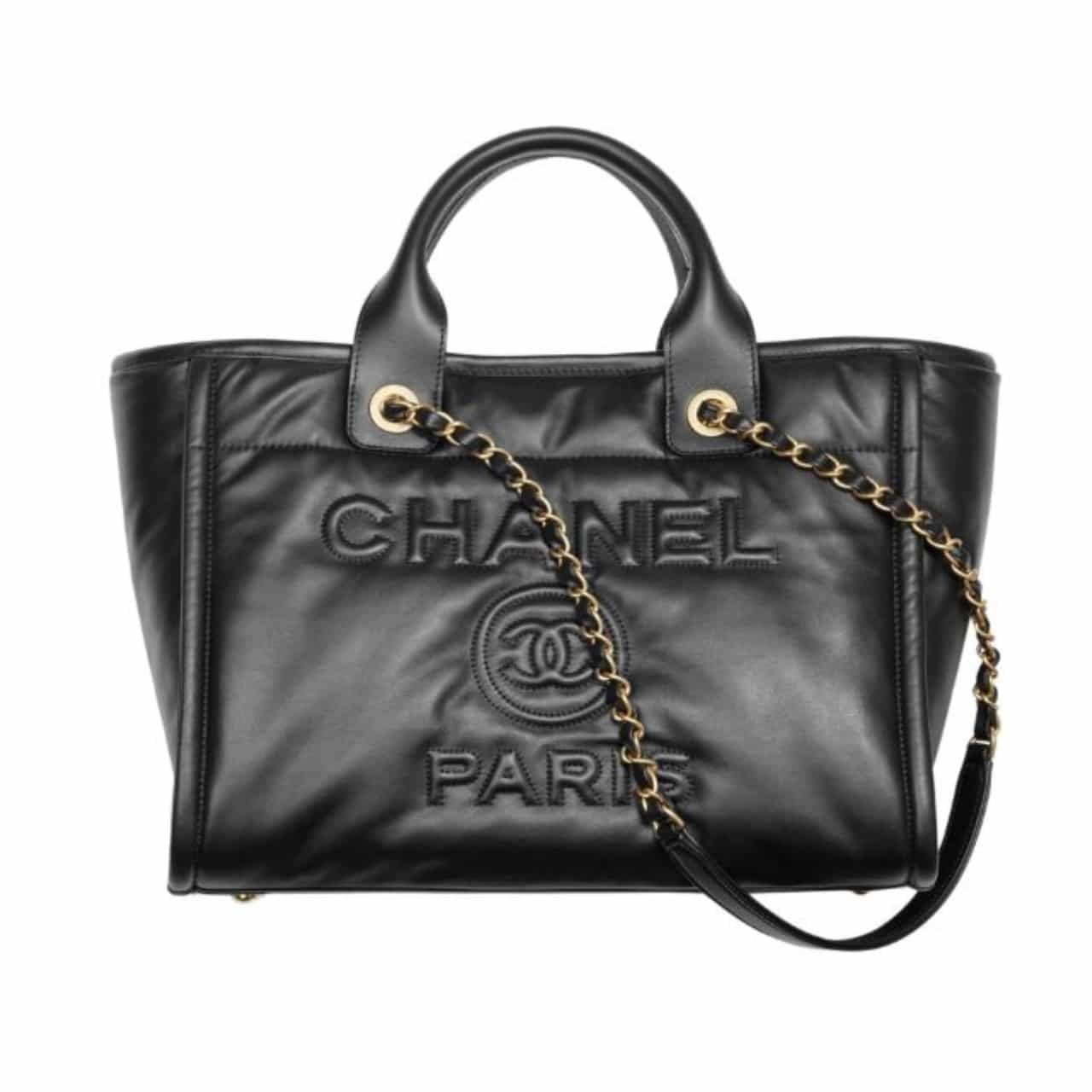Thumbnail-2-3-5 Chanel Small Shopping Bag Gold Tone Metal Black 33Cm As3257 B13839 94305 - Image 1