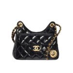 Chanel Small Hobo Bag Gold Black 20cm AS3710 B09746 94305