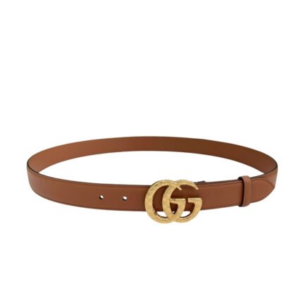 Gucci Gg Marmont Thin Belt Orange Leather