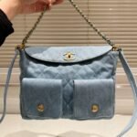 Chanel Large Supple Twins Hobo Bag Blue Denim 28Cm - Image 2