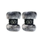 Valentino Garavani Vlogo Signature Fingerless Black Gloves With Fur Trim