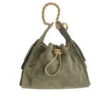 Chanel Small 25 Handbag Gold Tone Metal Khaki 26Cm