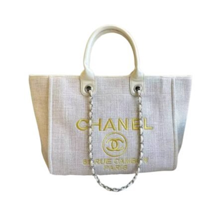 Chanel Deauville Large Tote Shopping Bag Beige 38Cm
