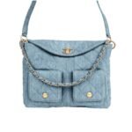 Chanel Large Supple Twins Hobo Bag Blue Denim 28Cm