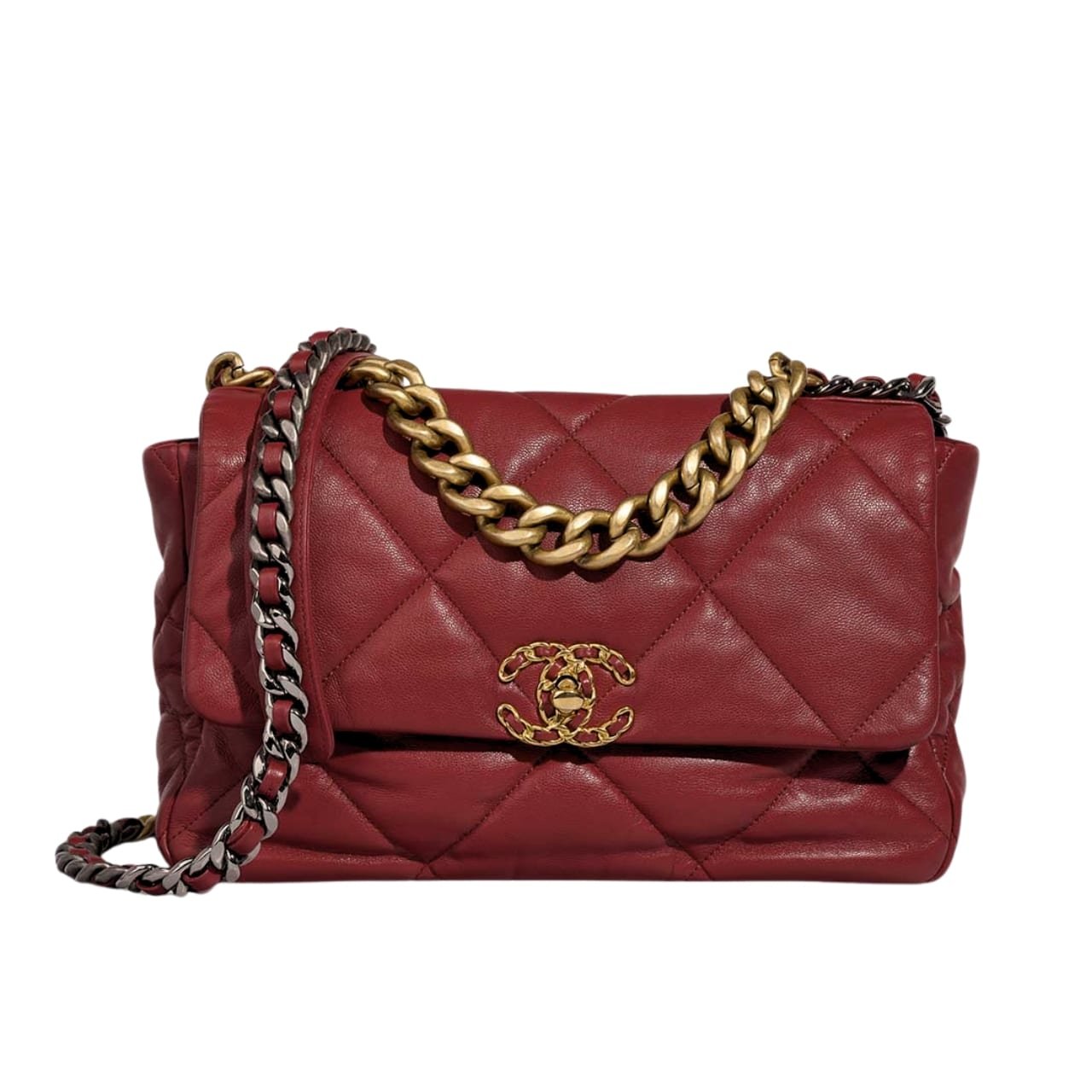 Thumbnail-31-13 Chanel 19 Flap Bag Shiny Crumpled Burgundy 22Cm - Image 1