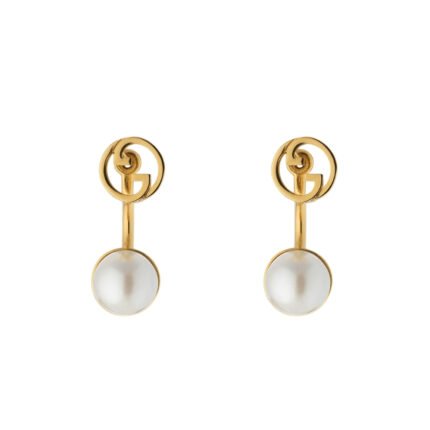 Gucci Blondie Resin Pearl Earrings In Yellow Gold Tone Metal 797497 Jcf27 8062
