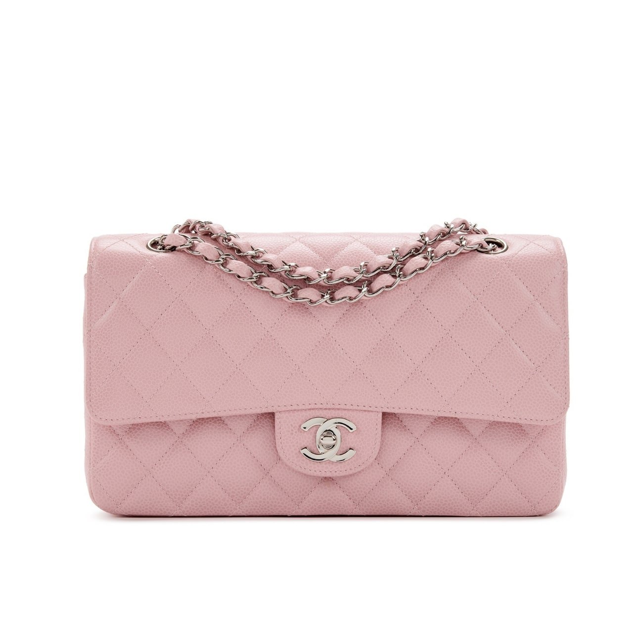 Thumbnail-35-1-2 Chanel Medium Classic Flap Bag Silver Hardware Pink 25Cm - Image 1