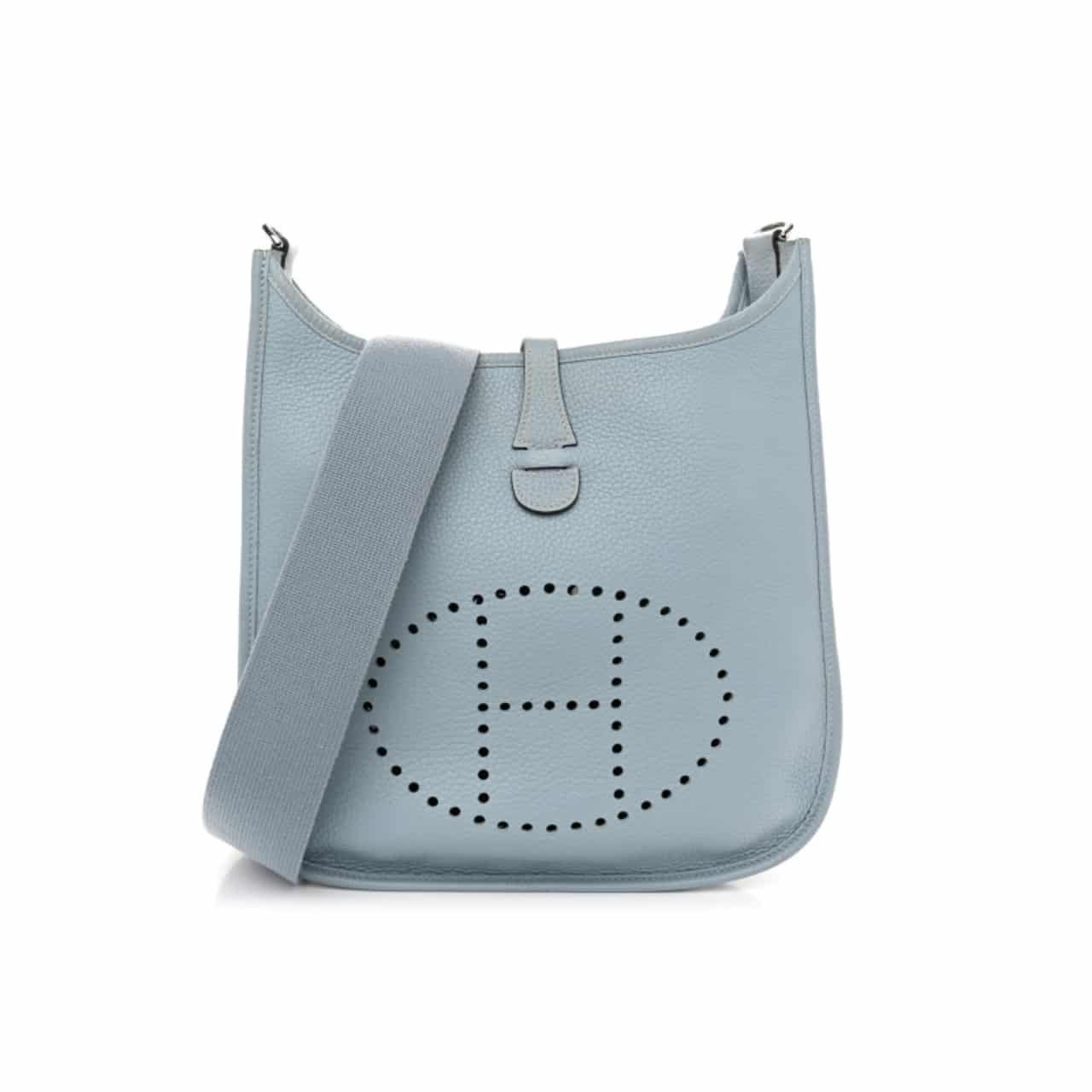 Thumbnail-35 Hermes Clemence Evelyne Pm 25Cm Ciel Blue - Image 1