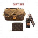 Gift Set: Louis Vuitton Pochette Métis Bag Monogram Reverse Canvas With Mini Keychain And Know Zippy Coin
