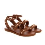 Valentino Garavani Rockstud Torchon Leather Sandal Brown 6W2S0Kw8Bae N58