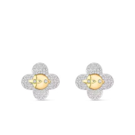 Louis Vuitton Vivienne Earrings White And Yellow Gold Q16742