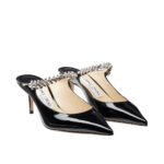 Jimmy Choo Bing 65 Patent Leather Mules with Crystal Strap Black BING65PAT