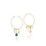 Louis Vuitton Pearl Gold Charm Hoop Earrings