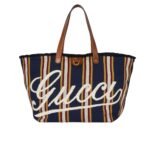 Gucci Embroidered Large Canvas Tote Bag In Dark Blue And Multicolor 37Cm 818779 Faef8 8796