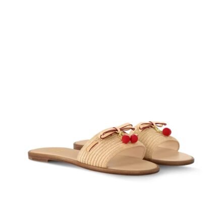 Louis Vuitton X Takashi Murakami Lily Flat Mule Raffia Beige 1Ahlrn