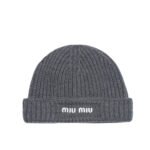 Miumiu Wool Beanie Grey 5Hc375 2Csf F0I13