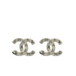 Chanel Cc Classic Logo Earrings Silver