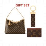 Gift Set: Louis Vuitton Carryall Pm Bag Monogram Canvas With Card Wallet And Dragonne Keychain