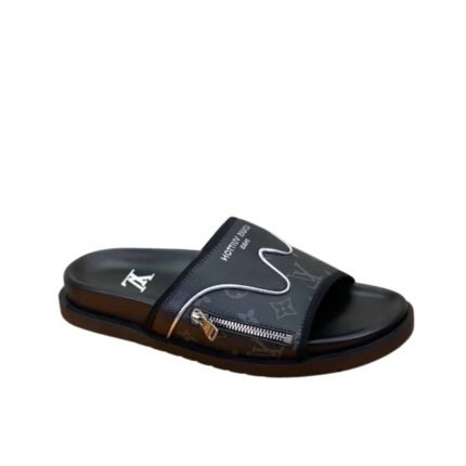Louis Vuitton Velcro Slippers Lock Edge Black