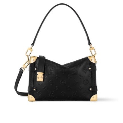 Louis Vuitton MM Side Trunk Bag Gold Metal Black 23Cm