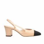Chanel Slingbacks Grosgrain Beige And Black G31318 Y50006 C8378